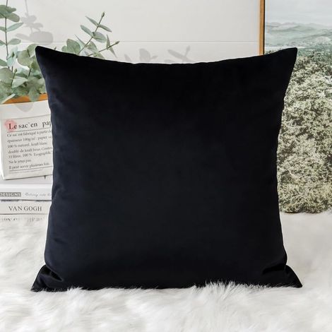 Dekorativer Samtkissenbezug für Sofa, superweicher Kissenbezug, Wohn- oder Schlafzimmerdekoration, 45 x 45 cm, Schwarz (1/5)