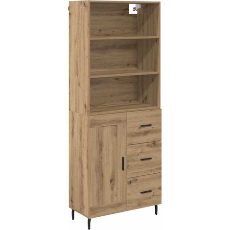 Buffet Haut Armoire avec tiroir Chêne artisanal 69,5 x 34 x 180 cm (1/5)