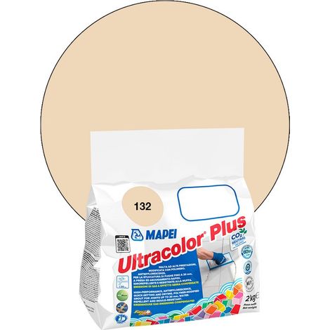 Mapei – Joint de carrelage ULTRACOLOR PLUS 132 beige 2 kg – Résistant à la moisissure – Hydrofuge DropEffect – Pour joints jusqu'à 20 mm