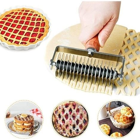 (Stainless Steel) Stainless Steel Lattice Cutter, Professional Roll Cutter for Pizza Bread, Beef Crust Wellington (1/4)