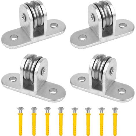 4 Pièces Poulies de Levage Mouflage pour Cable, 60mm Section Verticale Poulie Simple, Roulette Rail Portail Coulissan Acier Inox, Bloc de Poulie avec 8 Vis, pour Corde à Linge, Cordes (1/5)