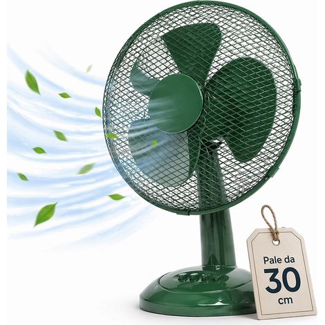 Ventilatore da Tavolo Diametro 30cm Potenza 35W Verde 3 Velocità Silenzioso