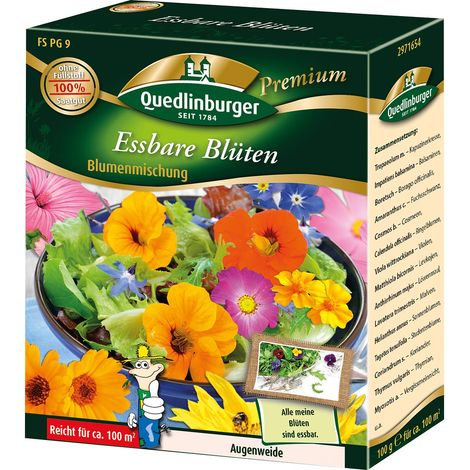 Quedlinburger Saatgut – Mélange de fleurs comestibles « FS Essbare Blüten » – Graines de fleurs, semis direct, env. 100 m² (1/2)