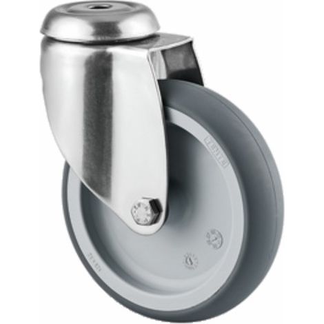 Roulette pivotante inox - fixation à œil - bandage caoutchouc - ø 50mm - Agila - TENTE