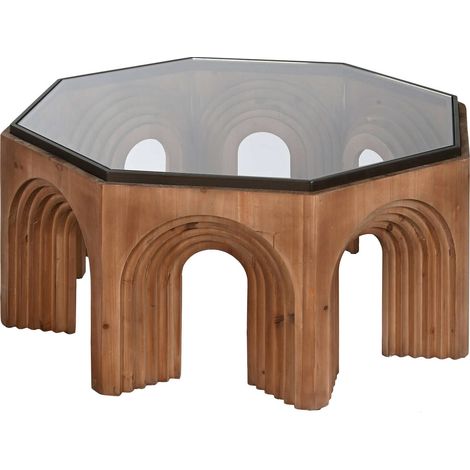 Table basse chic en verre et bois élégance moderne - Brun noir élégant et moderne (1/5)