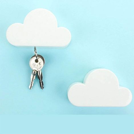 lot De 2 Supports De Ls Magntiques En Forme De Nuage Blanc Avec Aimants Puissants, Plastique, Blanc, Cloud (1/5)