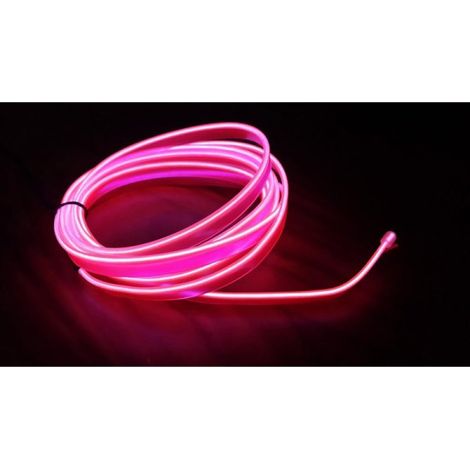 Stringa EL Striscia Neon Led Rosa 5 Metri Flessibile Tagliabile Luce Decorativa Atmosfera Per Interno Auto Camion Camper Sfilata Moda