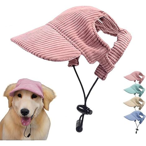 Casquette de baseball pour chien, chapeau de plage d'été pour chien et chat avec trous pour les oreilles, coiffe ajustable pour chiot (rose, grande taille) (1/5)