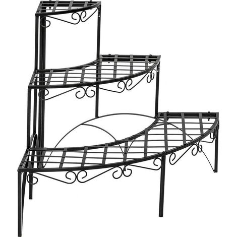Mensola porta piante per scale in ferro angolare a 3 livelli in metallo nero 2208031
