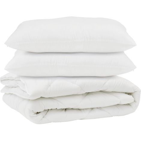 Couette avec oreiller 3 pcs Blanc Microfibre (1/5)