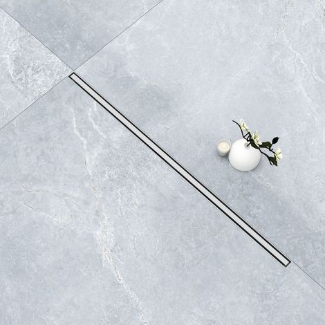 AICA Caniveau de douche en acier inoxydable avec base réglable à 360°, caniveau de douche à siphon avec désodorisant et filtre à cheveux, longueur 60 cm (1/4)