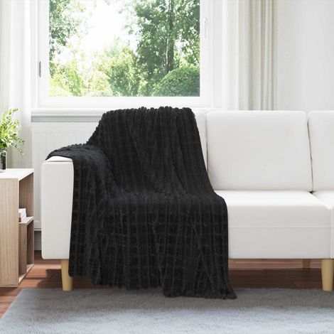 Überwurfdecke Schwarz 150 x 130 cm Fleece