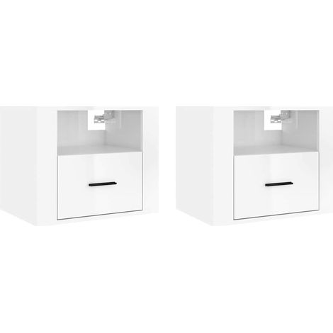 Maison Exclusive - Wand-Nachttische 2 Stk. Hochglanz-Weiß 50x36x4 (1/5)
