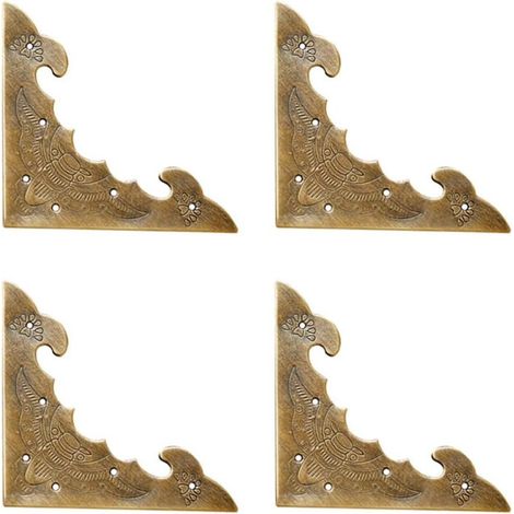Ensemble de 4 protège-coins décoratifs en laiton antique pour boîtes à bijoux en bois (1/5)