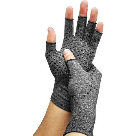 2 paires Gants de sport d'intérieur, demi-doigts, antidérapants, en fibre de cuivre, pour répartition de la pression (1/5)