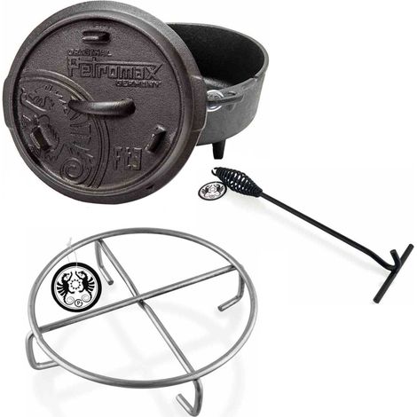 Petromax Feuertopf-Set ft3 mit Füßen 1,6 Liter Untersetzer und Deckelheber