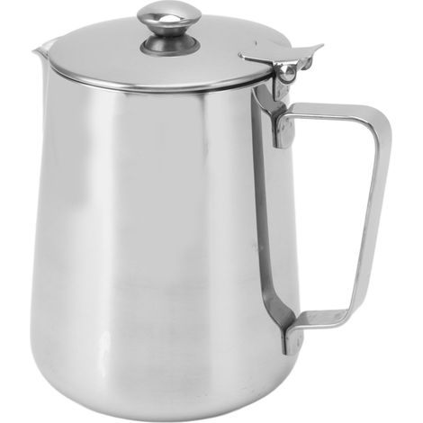 Pichet à lait mousseur, pichet à mousser le lait, tasse à lait en acier inoxydable avec couvercle (1/5)
