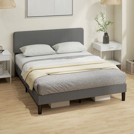 Somier 160x200 cm con Cabecero Ajustable Tapizado en Pana Láminas de Madera Fácil de Montar Gris Oscuro (1/5)