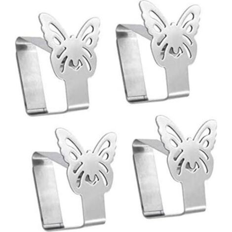 Premium Stainless Steel Tablecloth Clips - Fabric Holders for Table Linens - Indoor and Outdoor Table Clips - Metal Clips (4 pieces/butterfly) (1/4)