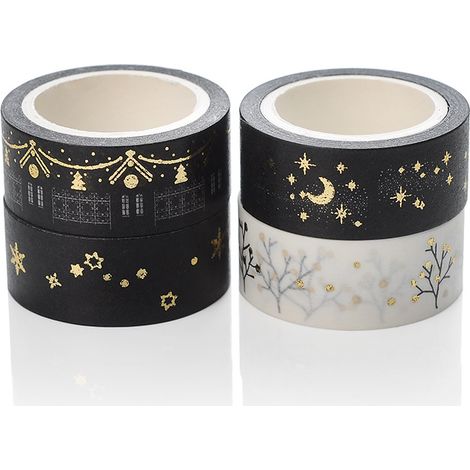 4 rouleaux de ruban adhésif décoratif doré Washi Tape T