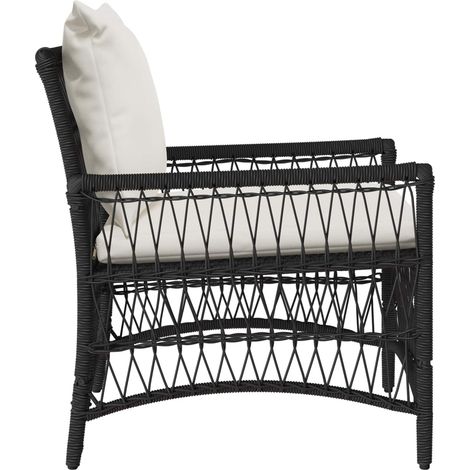 Chaise de jardin Chaise d'extérieur avec coussin Noir 73 x 61 x 77 cm polyrotin (1/5)