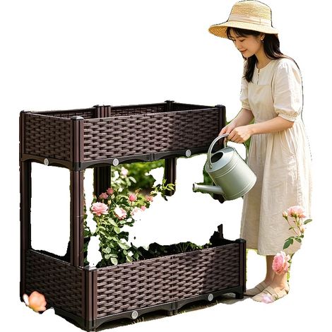 Aiuole rialzate, 80 x 40 x 67 cm, 4 contenitori, 2 livelli, profondità interna 15 cm, materiale plastico (1/5)