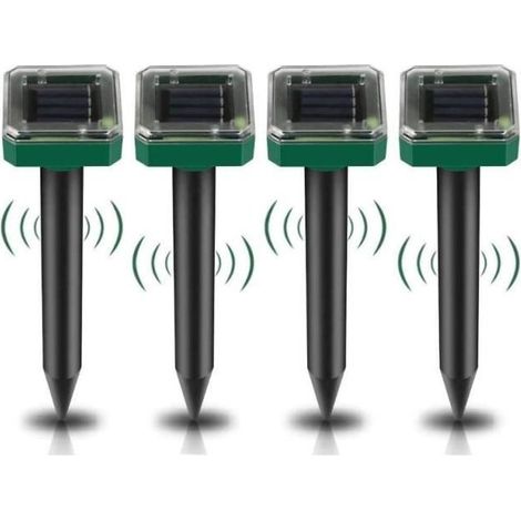 4X Répulsif Taupe Solaire à Ultrason,Repulsif Solaire Exterieur Combine Sons et Vibrations, Anti Taupes Repousser Taupes