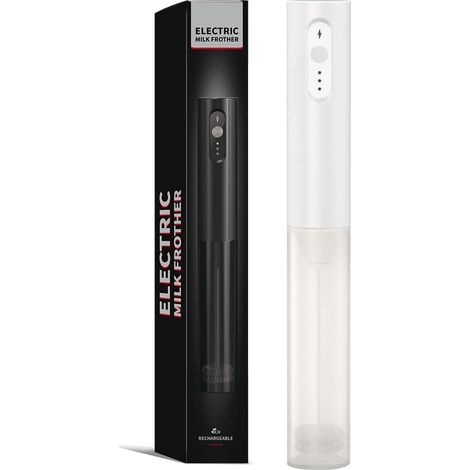 Mousseur à Lait Électrique Rechargeable, Batteur à Mousse à Main avec Fouet en Acier Inoxydable, Mini Fouet en Acier Inoxydable pour Café, Latte, Cappuccino, Matcha, Blanc (1/5)