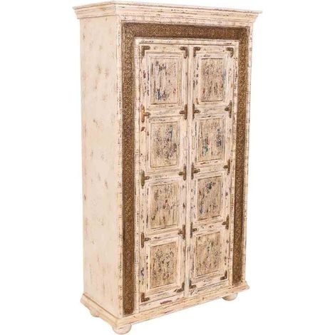 Armario de madera artesanal blanco 100x45x178 cm (1/5)