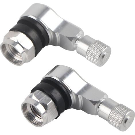 Bouchons de Valve de Pneu en Alliage D'aluminium à 90 Degrés, Fixés avec écrou de Blocage, Conception Portable, 2 Pièces 113 Mm pour Les Amateurs de Moto (Silver) (1/5)