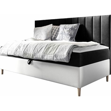 Cama continental Lucus I, Soft 017 + Fresh 17, Continental, Individuales, 80x200, Tapiz, Cuero ecológico, Somieres, 88x205x115cm (1/5)