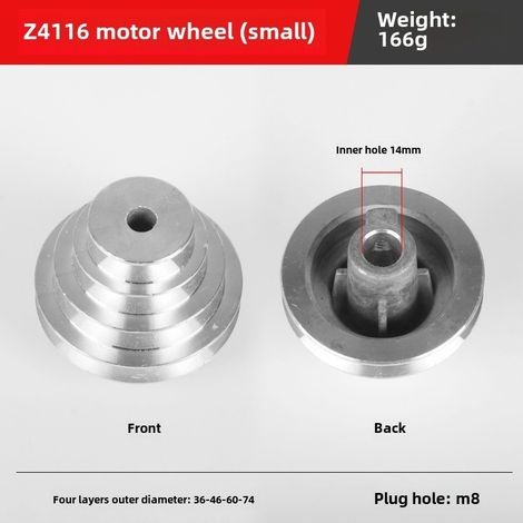 Petit accessoire de perçage 13 : poulie en aluminium, roue pagode, perceuse de bureau Z4113Z4116, roue d'entraînement en métal pour perceuse à siège haut (roue moteur de perceuse d'établi à siège haut (1/5)
