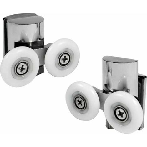 Roulette Douche - 2 Pièces Roulettes Coulissantes Haut et Bas - Diamètre 23 mm - Alliage de Zinc Nylon Acier Inoxydable - Pour Porte de Douche en Verre 4 à 8 mm - 2 Unités (1/5)
