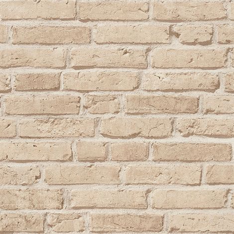 Papiers peints effet pierre moderne pour chambre d'ado | Papier peint brique beige tendance | Tapisserie intissée pour cuisine et salon - 10,05 x 0,53 m (1/5)