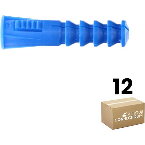 Sachet de 12 chevilles RC10 bleues multimatériaux avec collerette - Ø10 mm - Longueur 48 mm - Ram