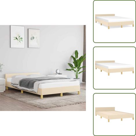 Cama de tela - vidaXL Estructura de cama sin colchón tela crema 120x200 cm - Cama crema