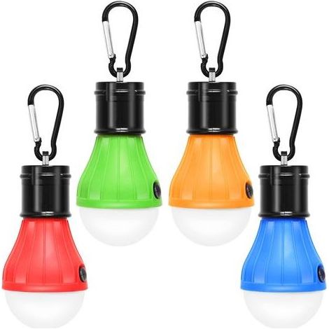 Lot de 4 lampes LED de camping, randonnée, pêche, éclairage de secours étanche, alimenté par batterie, éclairage LED intérieur et extérieur. (1/5)