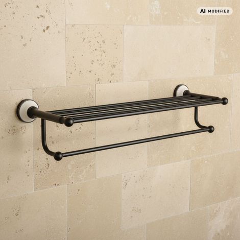 PaulGurkes Porte-serviettes Nostalgie Étagère de bain Rétro Tringle à vêtements Étagère de bain Noir (1/5)