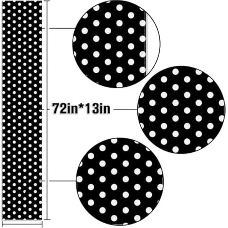 Chemin de table noir et blanc 13 x 72 po en lin à pois, décoration de table pour cuisine, mariages, anniversaires, fêtes, jardin, intérieur et extérieur (Type 1) (1/3)