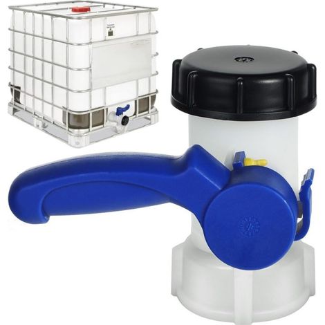 Vanne à bascule DN40 type 62 mm pour fût IBC, vanne de transfert universelle pour le stockage de produits chimiques et d'eau (installation facile, résistante aux acides et étanche) (1/5)