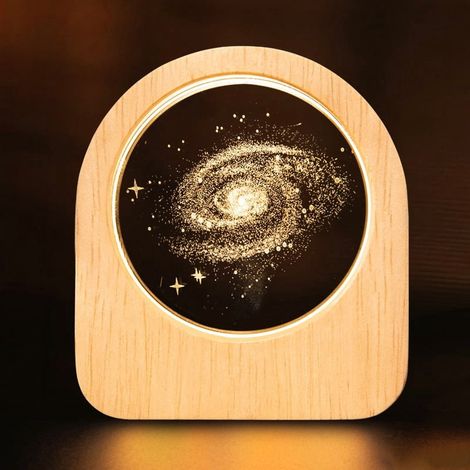 Boule De Cristal 3D - Veilleuse Galaxie Gravée Au Laser - Décoration Intérieure Chambre Bureau - 1 Pièce (1/5)