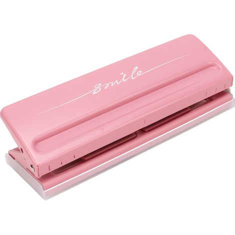 Perceuse à 6 trous rose avec structure métallique réglable pour reliures et agendas (1/5)