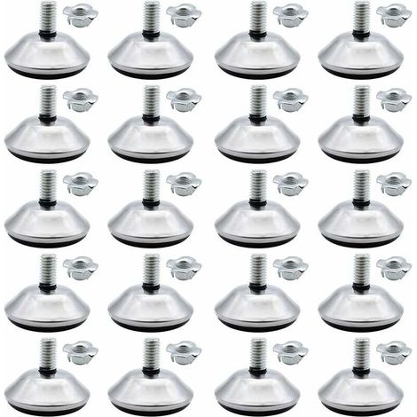 20 Pieces Pieds Vérin de Meuble M8 x 30 mm Pied de Nivellement Pieds de Meubles d’Ajustage Vis de Réglage Niveleur Plancher Protecteur pour Pieds de Meuble Chaise Table avec M8 Écrou à Griffes, Ensole