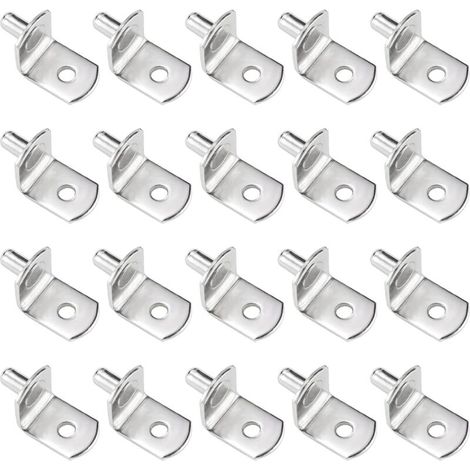 Lot de 20 clous de support d'étagère, 6 mm, en forme de L, pour meubles, armoires, bibliothèques (argent) (1/5)