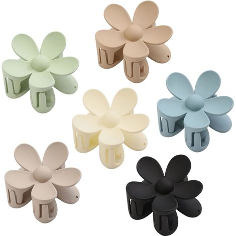 6 pinces à cheveux fleurs mates, 6 couleurs différentes (1/5)
