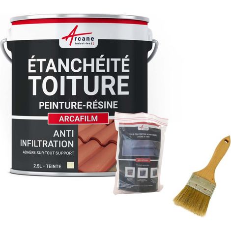 Réparation, étanchéité, tuile, gouttière, cheneau, trou, fissure, souche, cheminée, ardoise : Arcafilm pack - 2.5 L (jusqu'à 1.5 m²) Pierre De Taille - ARCANE INDUSTRIES