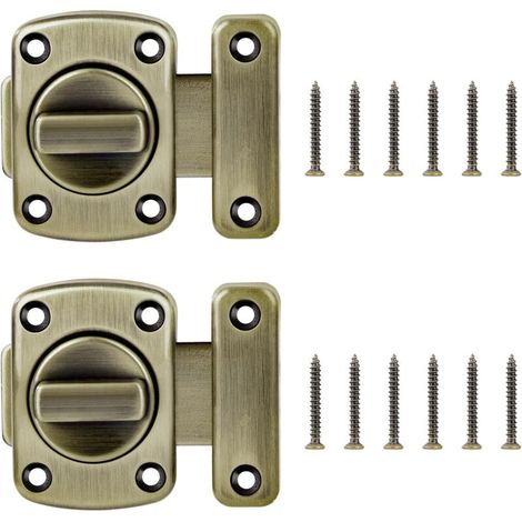 2pcs Serrures pour portes coulissantes en acier inoxydable, serrures de salle de bain, serrures de sécurité à bouton-poussoir, serrures pour portes d'armoires , serrures de sécurité en bronze (1/5)