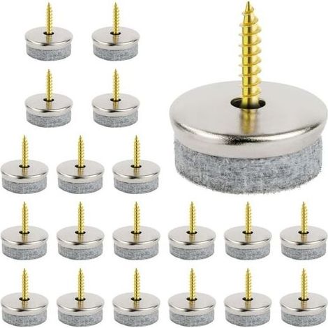 20 Pièces Patins en Feutre pour Meubles, 24mm Glisseurs Chaise à Clouer, Ronds, Faciles à Installer, pour Protéger Les Sols des Pieds de Table (1/5)