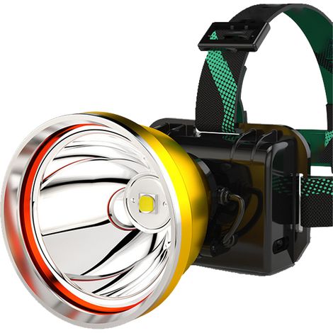 Lampe frontale rechargeable ultra-lumineusedirigéProjecteur à piles, idéal pour les jardins, le camping et la pêche.XPGCercle jaune, lumière blanche, deux courants électriques (1/5)