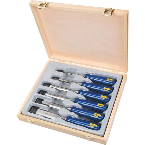 IRWIN TM444S6 Set scalpelli mod. M444, 6 pz: 6, 10, 13, 19, 25, 32 mm in custodia in legno (1/2)